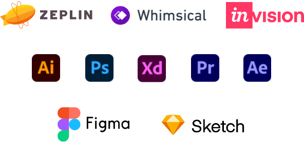 Logos stack VISUAL DESIGN, UI, UX